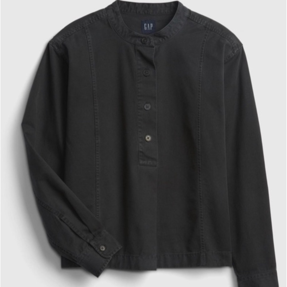 GAP womens size Large Camisa Popover Buttoned Shirt Moonless Night NWT Shacket